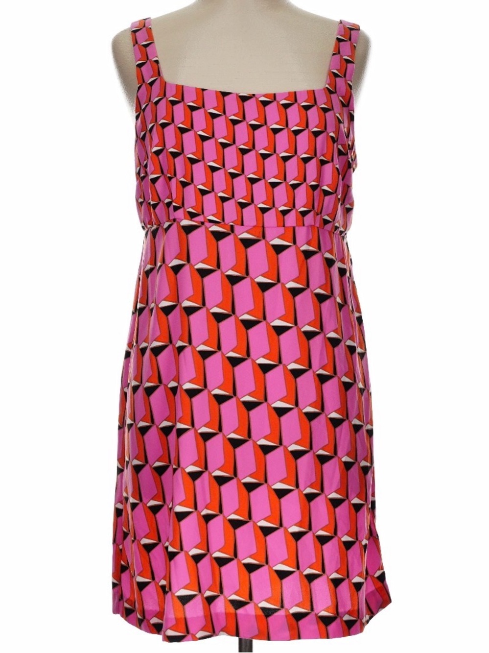Diane Von Furstenberg Pink and Orange Geometric Print Dress